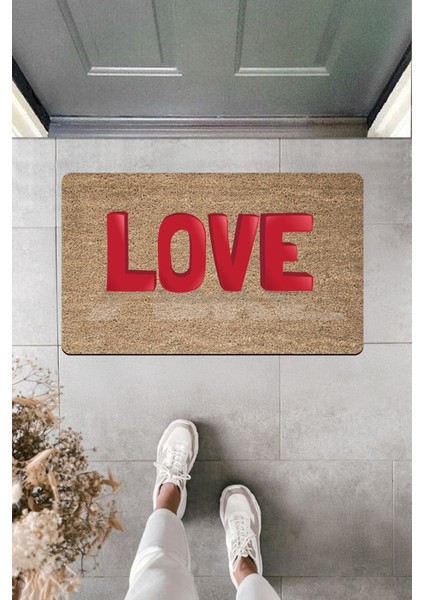 Yüksek Kaliteli Dijital Baskı Kırmızı Love Kapı Önü Paspası
