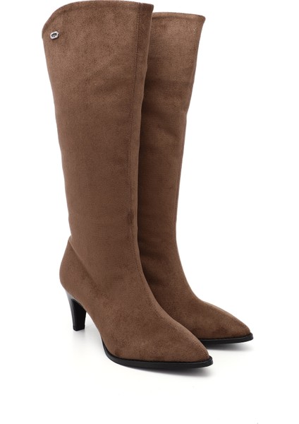 Kadın Kahve Süet Sivri Burun Ince Topuklu Çizme fiyatları
