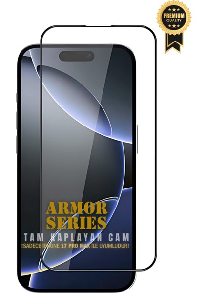 (Armor Tam) Iphone 17 Pro Max Uyumlu Hizalama Aparatlı Armor Serisi Tam Kaplayan Cam Ekran Koruyucu