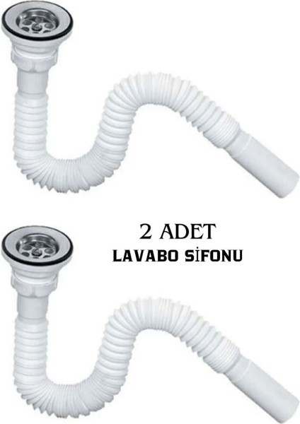 Körüklü Lavabo Sifonu Lavabo Altı Hortumu Lavabo Gider Borusu (2 Adet) Gider Borusu