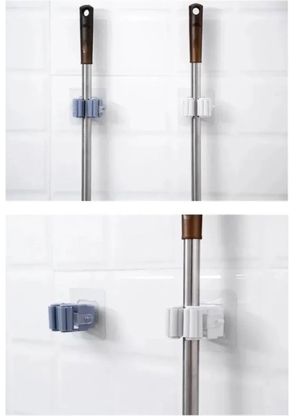 4 Adet Yapışkanlı Pratik Mop Temizlik Fırçası Tutucu Beyaz Beyaz fiyatları