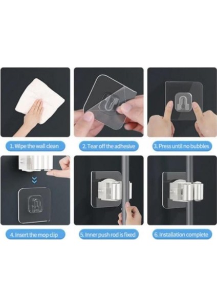 4 Adet Yapışkanlı Pratik Mop Temizlik Fırçası Tutucu Beyaz Beyaz modelleri