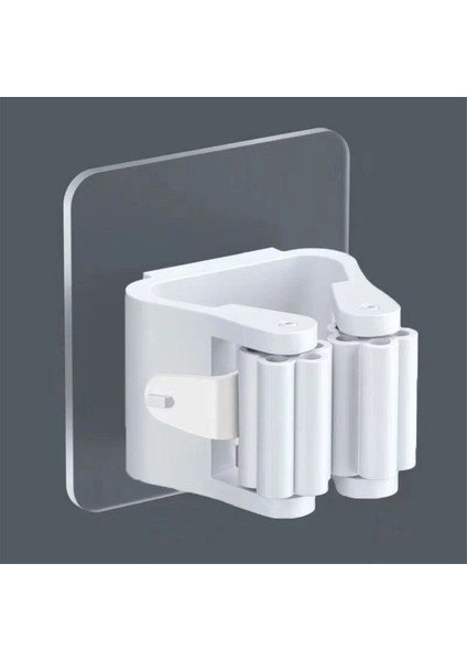 4 Adet Yapışkanlı Pratik Mop Temizlik Fırçası Tutucu Beyaz Beyaz