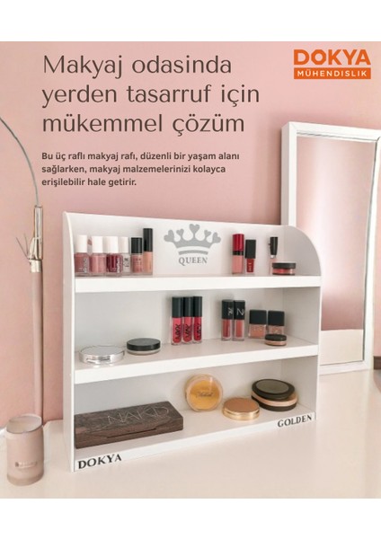 3 Raflı Metal Makyaj ve Oje Düzenleyici Raf; Duvara Monte Veya Masaüstü Kullanma. modelleri