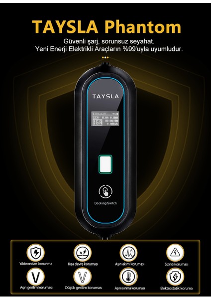 7KW Taşınabilir Elektrikli Araç Şarj Cihazı 32A Type 2