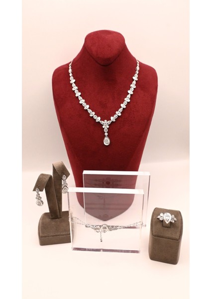 925 Ayar Gümüş Sedefli Zarif Düğün Takı Seti fiyatları