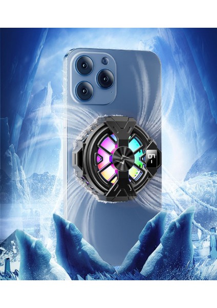 Mıknatıslı Mobil Fan Rgb LED Işıklı Isı Derece Göstergeli Gaming Live Cep Telefon Soğutucu Radyatörü