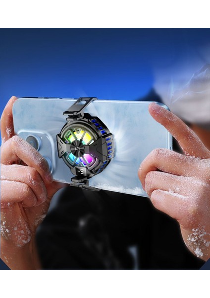 Mıknatıslı Mobil Fan Rgb LED Işıklı Isı Derece Göstergeli Gaming Live Cep Telefon Soğutucu Radyatörü