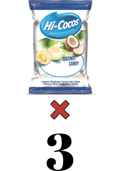 Hi-Cocos Dolgulu Hindistan Cevizli Sert Şeker 350 gr x 3 Adet