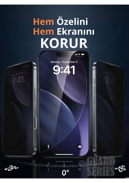 (2'li Guard Hayalet) iPhone 17 Uyumlu Hayalet Özellikli Tam Kaplayan Temperli Cam Ekran Koruyucu fiyatları