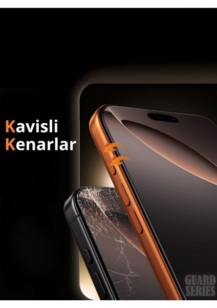 (2'li Guard Hayalet) iPhone 17 Uyumlu Hayalet Özellikli Tam Kaplayan Temperli Cam Ekran Koruyucu