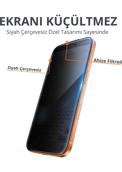 (Zero Hayalet) iPhone 17 Pro Max Uyumlu Hayalet Siyah Çerçevesiz Tam Kaplayan Cam Ekran Koruyucu fiyatları