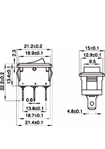 MR-121 Mini Siyah Işıksız Anahtar On-On 3 Uçlu modelleri