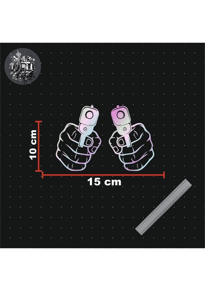 Çift Silah Sticker 15X10CM Jdm Araba-Moto-Laptop Cam Etiket Hologram Etiket Arma Silah Folyo Sticker fiyatları