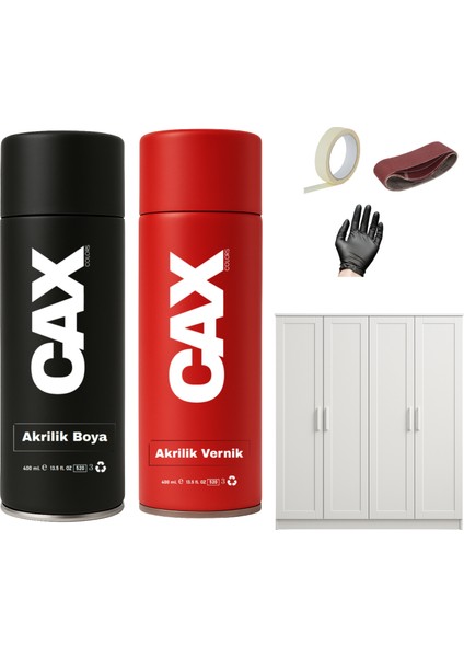 Ahşap&lake Dolap Boyası Özel Yapım Akrilik Sprey Boya 400 ml + Parlaklık Verniği