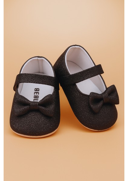 Fiyonklu Simli Mint Yeşili Babet Bebek Ayakkabısı