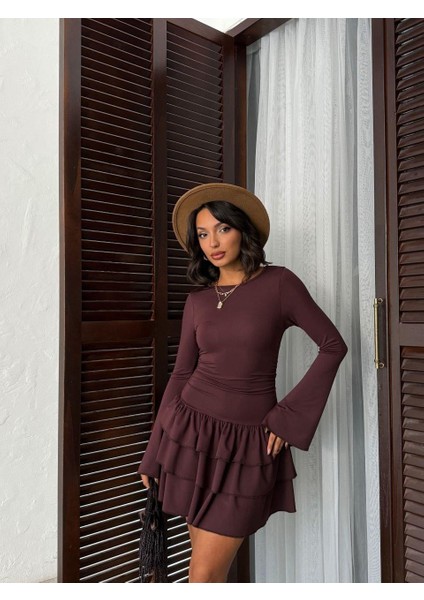 Ispanyol Kol Volanlı Mini Elbise