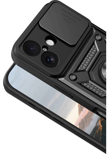 Apple iPhone 17 Uyumlu Magnetik Standlı Kamera Korumalı Sürgülü Kapak modelleri