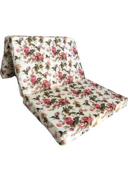 Katlanır Yer Yatağı ve Tek Kişilik Sünger Katlanır Minder Yatak 90X190X10 Cm-Ingiliz Gülü
