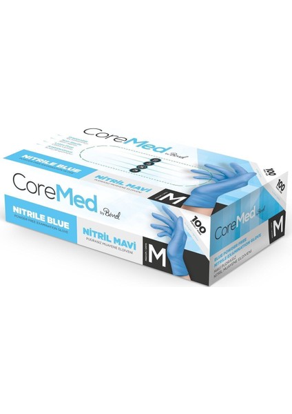 Coremed Nitril Mavi Pudrasız Muayene Eldiveni M - 3 Paket 100 Lü fiyatları