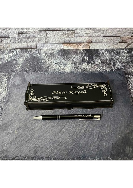 Metal Tükenmez Kalem Isimli + Ahşap Kutu - Öğretmen - Hediye- Kişiye Özel- Avukat -Baba