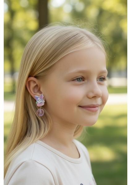 Kuromi Deliksiz Kıstırmalı Çocuk Küpe