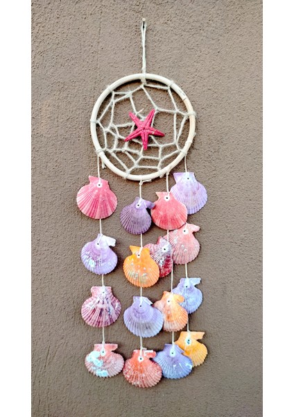 Büyük Boy Dream Catcher Deniz Yıldızlı Deniz Kabuklu Rüya Kapanı Düş Kapanı Ev Dekor Hediyelik Eşya