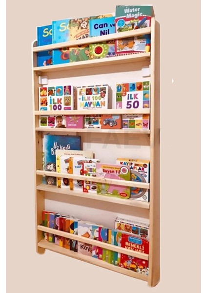 Ahşap Montessori Kitaplık Rafı 4 Bölmeli 120X60X9 cm Duvara Monte Eğitici Çocuk Odası Kitaplığı Beyaz