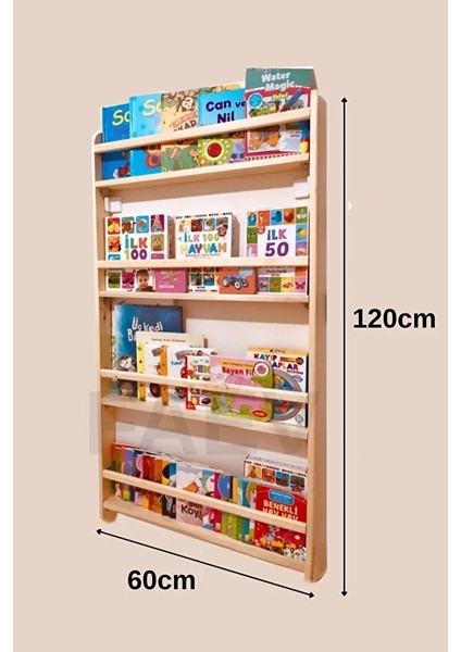 Ahşap Montessori Kitaplık Rafı 4 Bölmeli 120X60X9 cm Duvara Monte Eğitici Çocuk Odası Kitaplığı Beyaz modelleri