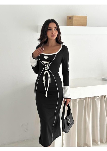 Modal Kumaş Korse Detaylı Uzun Kollu Elbise fırsatları