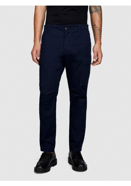 Streç Pamuklu Kemer Delikli Yama Cepli Dar Paça Pantolon Erkek Lacivert Pantolon - 324P4H2FSF03P modelleri