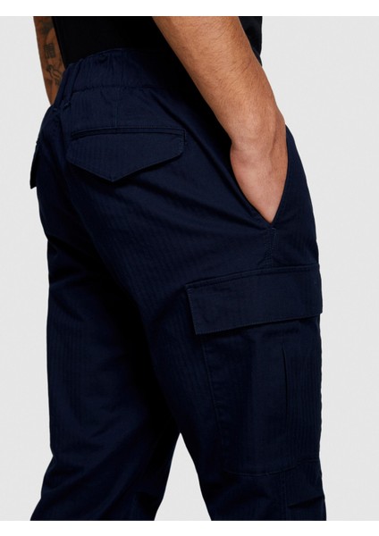 Streç Pamuklu Kemer Delikli Yama Cepli Dar Paça Pantolon Erkek Lacivert Pantolon - 324P4H2FSF03P indirimleri