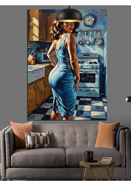 Mustaktaki Pin Up Kadın Dekoratif Kanvas - Mdf Ahşap Tablo modelleri