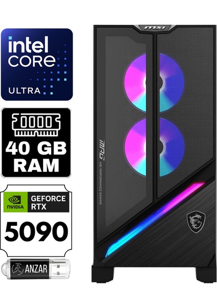 Msı Mpg Infınıte X3 Aı Intel Core Ultra 7 265KF 40GB 4tb SSD Rtx 5090 32GB Windows 11 Pro Masaüstü Bilgisayar 2NVR7-640EU-A1021