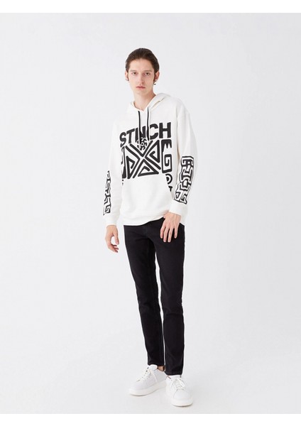 Xsıde Ekru Uzun Kollu Baskılı Erkek Kalın Hoodie fiyatları