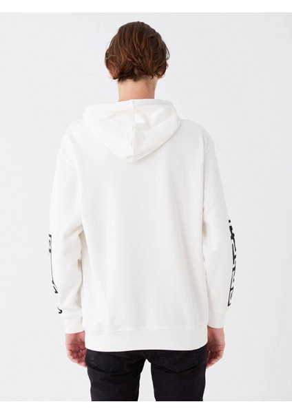 Xsıde Ekru Uzun Kollu Baskılı Erkek Kalın Hoodie indirimleri