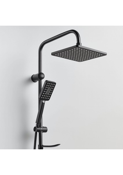 Robot Tepe Duş Seti Tam Takım Mat Siyah Lüks Yağmurlama Başlıklı Vidalı Duş Sistemi Banyo Duvar Tipi