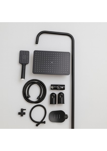 Robot Tepe Duş Seti Tam Takım Mat Siyah Lüks Yağmurlama Başlıklı Vidalı Duş Sistemi Banyo Duvar Tipi fırsatları