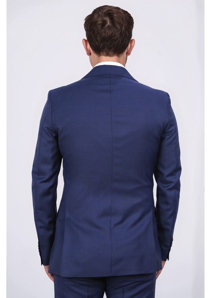 Slim Fit Mono Yaka Koyu Mavi Takım Elbise fırsatları