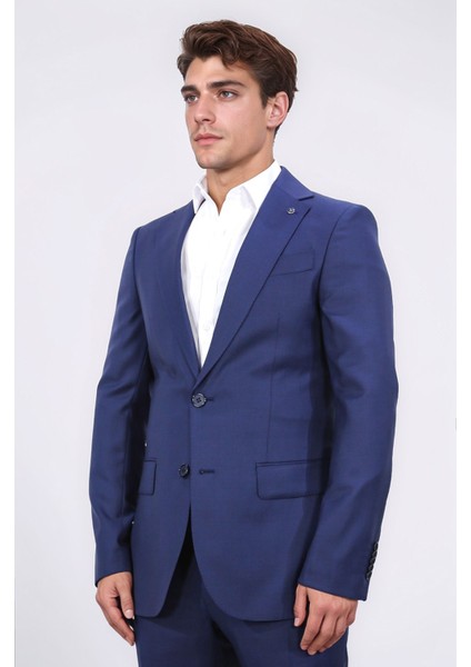 Slim Fit Mono Yaka Koyu Mavi Takım Elbise indirimleri