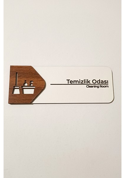 Temizlik Odası Kapı Tabelası – 19X7 cm Çift Katmanlı, Çift Taraflı Bantlı