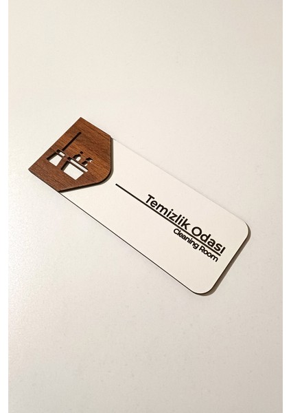 Temizlik Odası Kapı Tabelası – 19X7 cm Çift Katmanlı, Çift Taraflı Bantlı modelleri