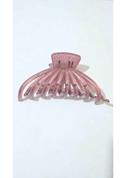 Simli Ahtapot Model Gül Kurusu Rengi Mandal Saç Tokası 12 cm Büyük Boy modelleri