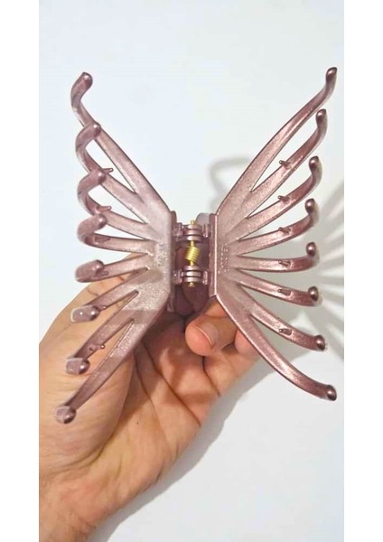 Simli Ahtapot Model Gül Kurusu Rengi Mandal Saç Tokası 12 cm Büyük Boy fırsatları