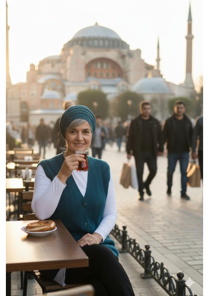 Kadın Kışlık Pamuklu Triko Klasik Örme Anne Yelek Düğmeli Çift Cepli Rahat Kesim Likralı indirimleri