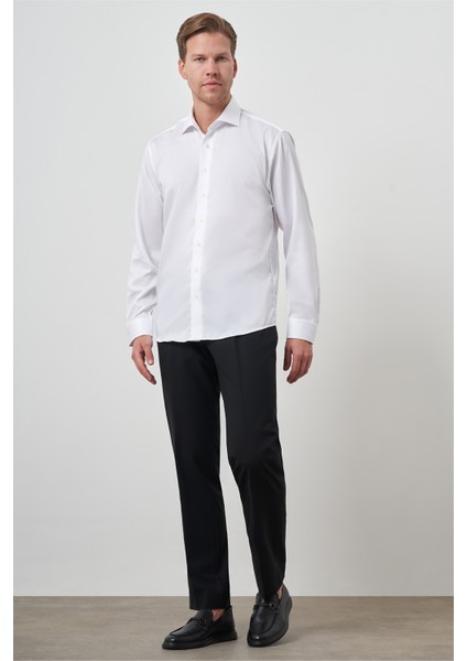 Erkek Beyaz Pamuk Trend Slim Fit Dar Kesim Non Iron Gömlek fiyatları