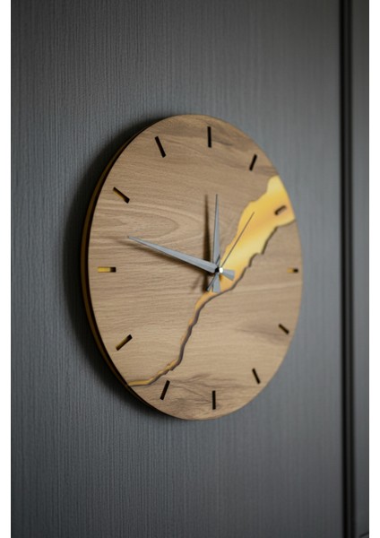 40 cm Modern Tasarım Yarık Desenli Ahşap Mdf Duvar Saati