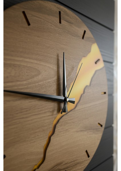 40 cm Modern Tasarım Yarık Desenli Ahşap Mdf Duvar Saati fırsatları