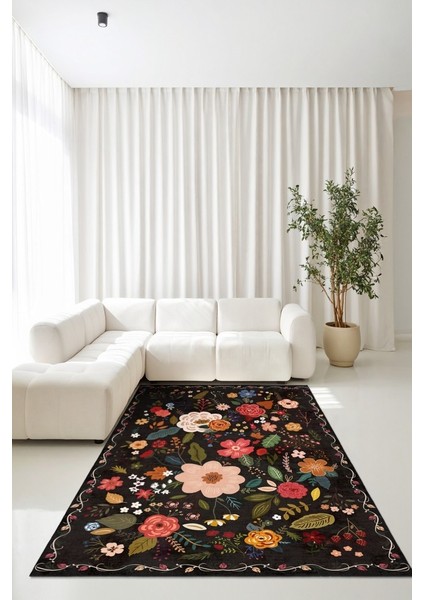 Çiçek Desenli Modern Sanat Gibi Kaymaz Taban Halı modelleri