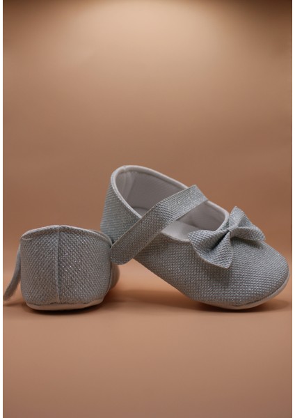 Fiyonklu Simli Mint Yeşili Babet Bebek Ayakkabısı modelleri